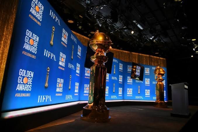 A Golden Globe statue sits on a stage before nominations for the 79th annual awards are announced in Beverly Hills.