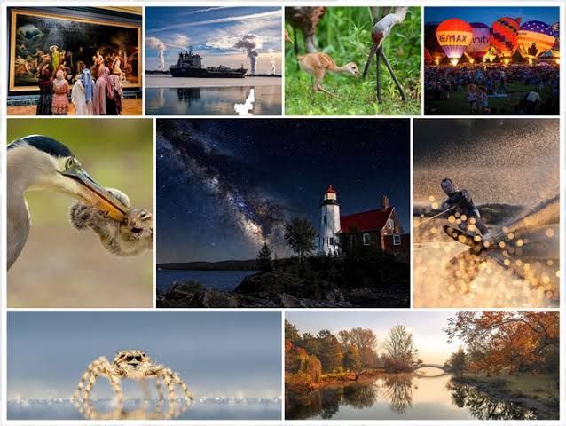 A collage of the nine winning photographs from the 2026 Celebrate Michigan Photo Contest.