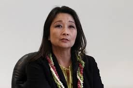 Sylvia Luke at a press conference in the Hawaii State Capitol.