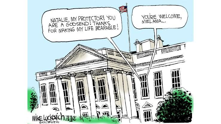 Editorial cartoon by Mike Luckovich criticizing current employment trends and the frustrations of job seekers.