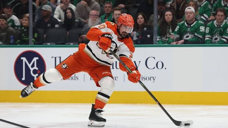 Anaheim Ducks forward Chris Kreider skating on the ice during a game in 2026.