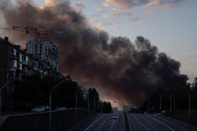 Smoke rises from the cargo ship Golden Leo after a missile strike near Odesa, Ukraine.