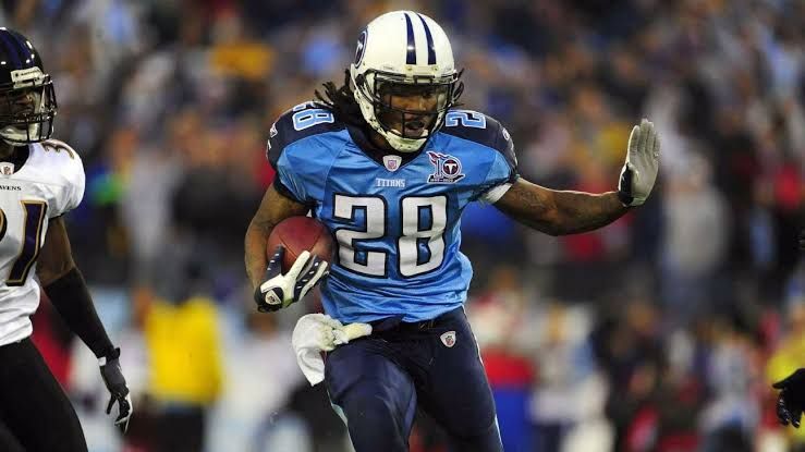 Former Titans running back Chris Johnson on the field during his playing days in Tennessee.