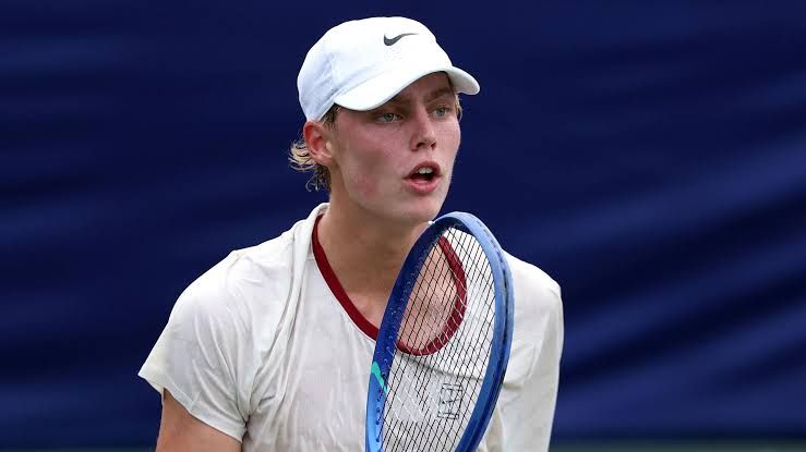 Cruz Hewitt celebrates after winning his first ATP main draw singles match at the Washington Open.