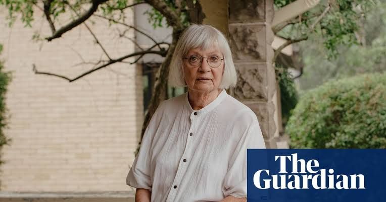 Portrait of author Joan Barfoot alongside the text of an Anne Enright review of her novel Gaining Ground.