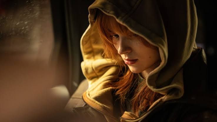 Sadie Sink as Jean Grey in the film Spider-Man: Brand New Day, wearing an intense expression during a key scene.