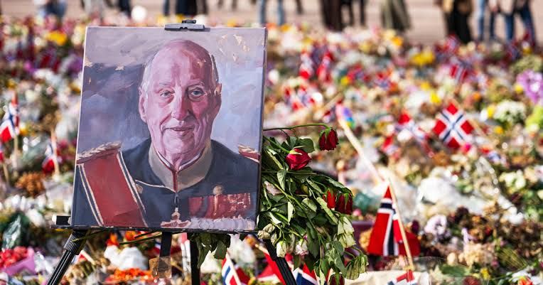 King Harald V of Norway in a formal portrait, representing his 35-year reign.