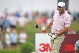PGA Tour logo displayed on a digital screen during a professional golf tournament event.