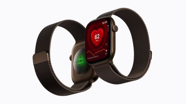 The new Apple Watch Series 12 and Watch Ultra 4 displayed on a screen during the product launch event in Cupertino.