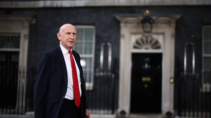 John Healey leaving 10 Downing Street in London after his appointment as Chancellor of the Exchequer.