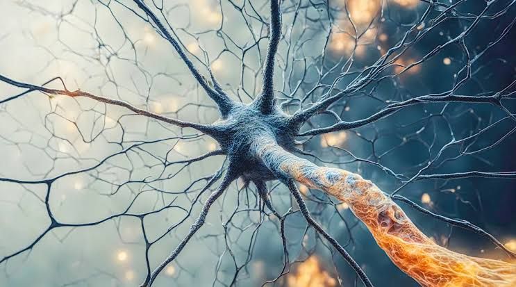 Microscopic view of a hippocampal neuron with visible dendritic branches extending from the main cell body.