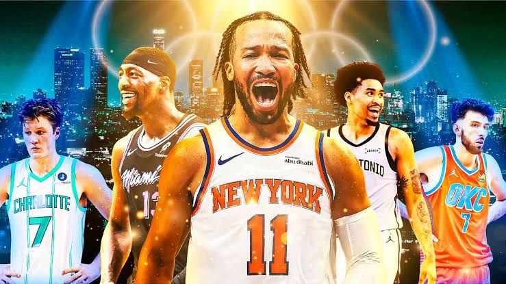 Jalen Brunson driving to the basket during a 2026 NBA playoff game for the New York Knicks.