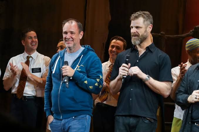 Trey Parker and Matt Stone attend a performance of The Book of Mormon in New York.