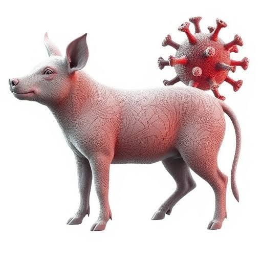 Microscopic view of viral genetic structure highlighting distinct respiratory and intestinal lineages in pigs.