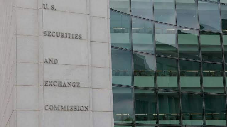 The SEC building exterior in Washington D.C. as seen from the street.