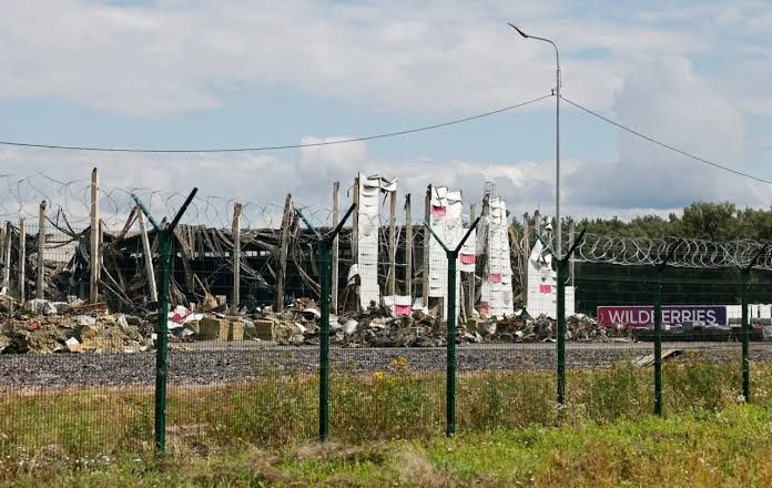 A Wildberries warehouse facility showing exterior branding and industrial logistics infrastructure.