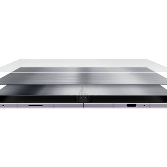 Samsung engineers demonstrating the internal structural layers of the Galaxy Z series foldable display.