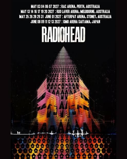 Radiohead performing live on stage during their 2025 European residency tour.