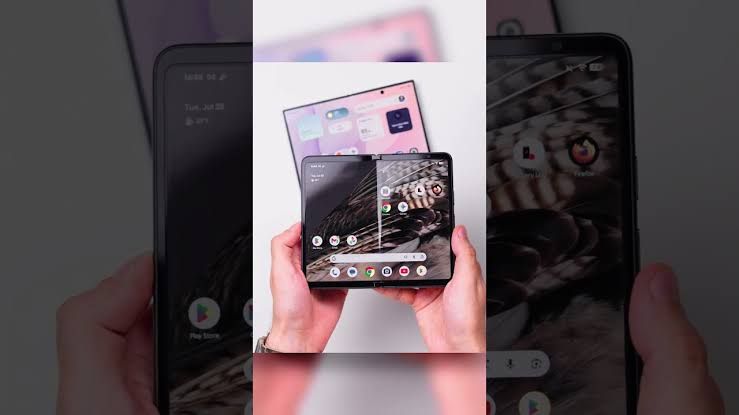Comparison view of Samsung Galaxy Z Fold 8 and Google Pixel Fold screens side by side.