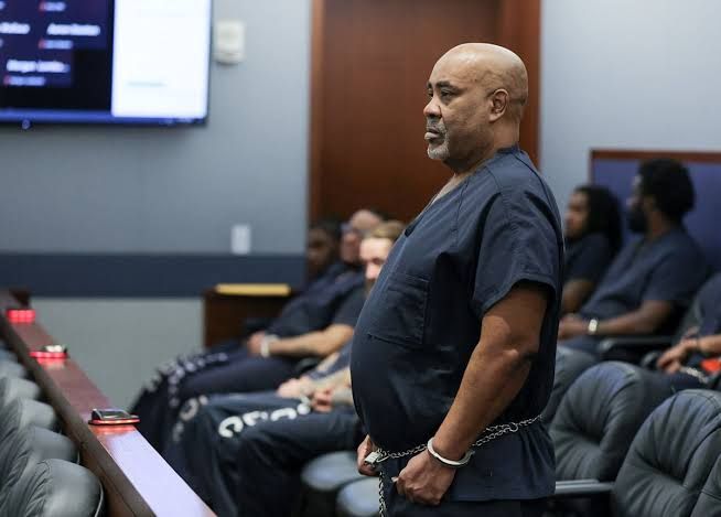 Duane Keffe D Davis in a court proceeding, appearing as the primary defendant in the Tupac Shakur murder trial.