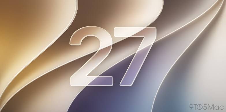 iPhone 11 series device next to the iOS 27 logo during a software performance presentation.