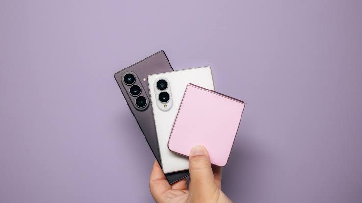 Samsung Galaxy Z Flip 8, Z Fold 8, and Z Fold 8 Ultra smartphones displayed together during the product reveal.