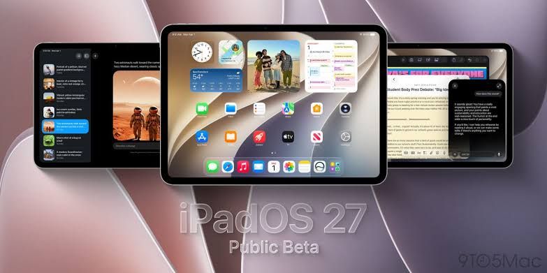 iPadOS 27 user interface displayed on a tablet screen showing the software update installation menu.