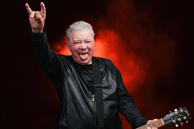 William Shatner poses for a promotional photo for his new heavy metal band, The *uckers.