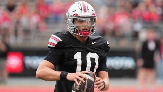 Oregon quarterback Dante Moore during the 2026 spring football game in Eugene.
