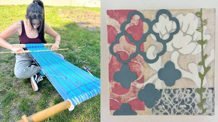 Vicky Lowe K'ulub weaves textile pieces for the upcoming exhibitions at the Finch Lane Gallery in Salt Lake City.
