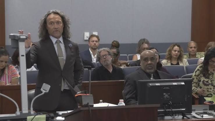 Duane Keffe D Davis sits in a Las Vegas courtroom during his murder trial for the death of Tupac Shakur.