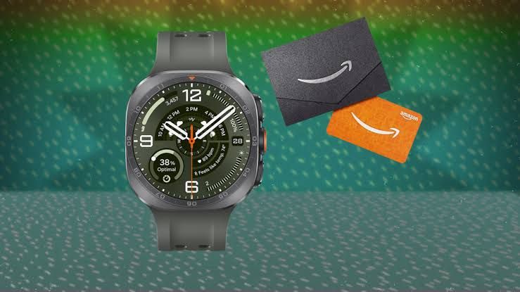 Samsung Galaxy Watch Ultra2 with a titanium casing and dark strap displayed against a neutral background.