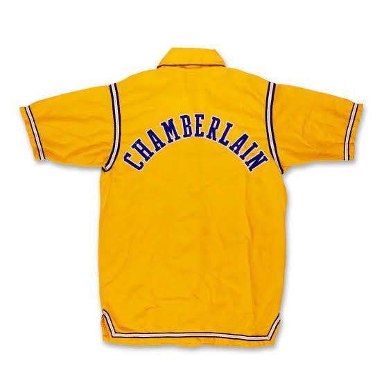 Vintage Los Angeles Lakers warmup jacket worn by Wilt Chamberlain during the 1972 NBA Finals.