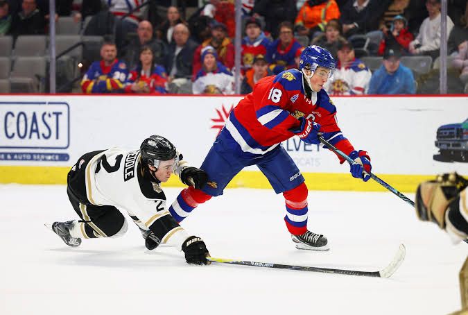 Brady Peddle during a game against the Moncton Wildcats while playing for the Charlottetown Islanders.