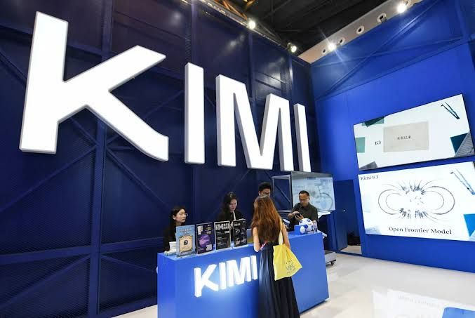 People observing the Moonshot AI exhibition stand displaying Kimi K3 at the 2026 World Artificial Intelligence Conference.