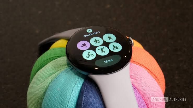 Close up of a Pixel Watch displaying health data on a wrist during a workout.