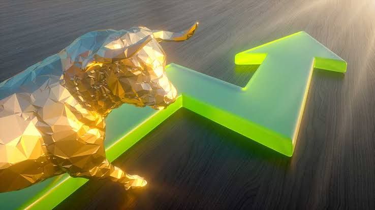 Financial chart displays stock market indices hitting new highs during a trading session.