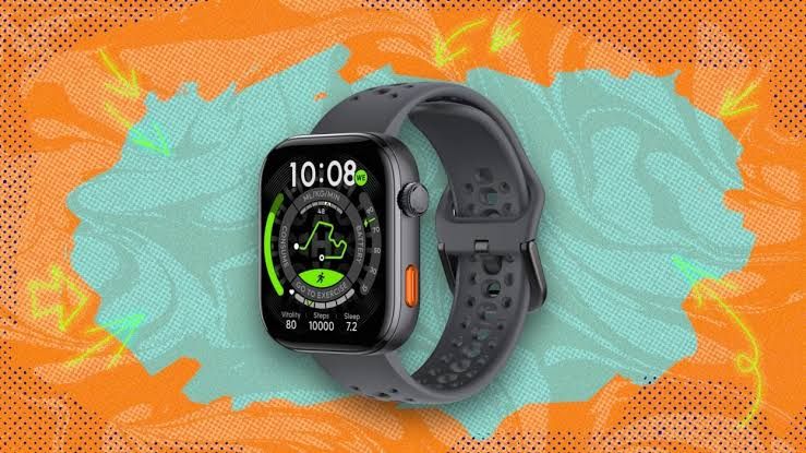 Haylou Watch Hyper with a 1.97-inch AMOLED display showing GPS navigation maps.