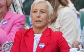 Martina Navratilova observing a match during the Wimbledon Tennis Championships in London.