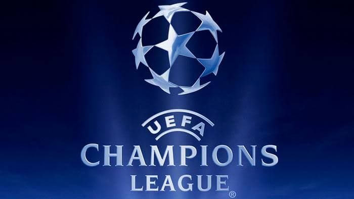 The UEFA Champions League starball logo against a dark background used for official tournament branding.