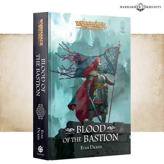 Cover artwork for Blood of the Bastion showing a soldier of Grand Cathay standing before the Great Bastion wall.