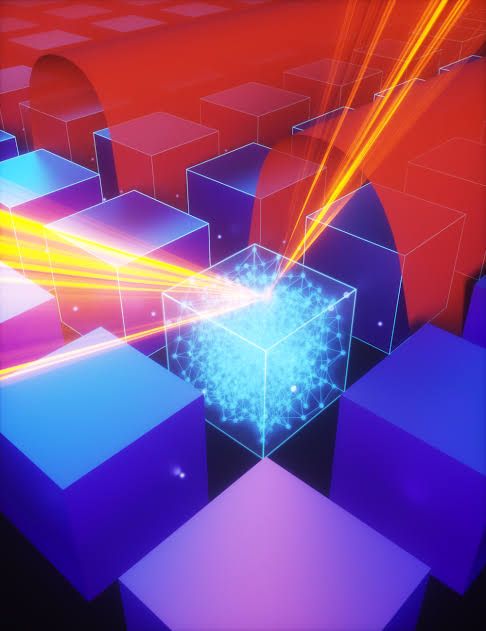 Dr. Lior Michaeli and colleagues inspecting a silicon metasurface designed to steer light at record speeds.