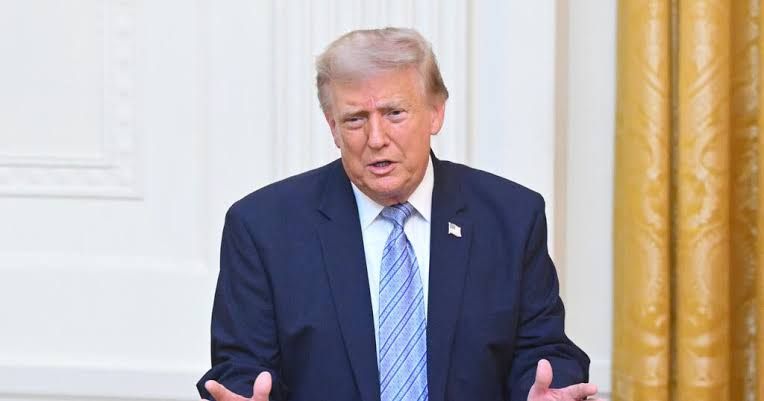 President Trump speaks at a podium during a primetime address regarding national election security.