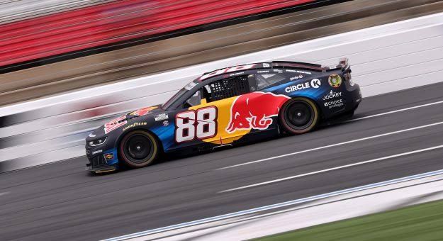 Connor Zilisch in the #88 Chevrolet during practice at Charlotte Motor Speedway for the Coca-Cola 600.