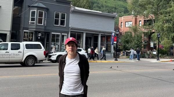 Jesse Eisenberg speaking at a Telluride Film Festival panel about his new directorial feature The Debut.
