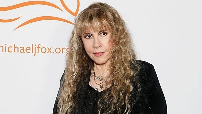 Stevie Nicks posing for a portrait with her brother Christopher Aaron Nicks at an industry event.