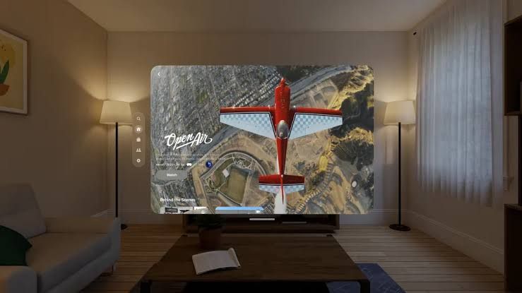 A screen capture of the Fovii application on Apple Vision Pro showing a film detail page for an immersive production.
