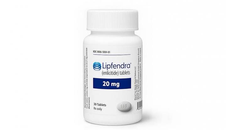 Merck branding on the packaging for Lipfendra, a new FDA-approved pill to lower LDL cholesterol in adults.
