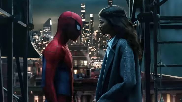 Tom Holland as Spider-Man and Zendaya as MJ in the 2026 film Spider-Man: Brand New Day.