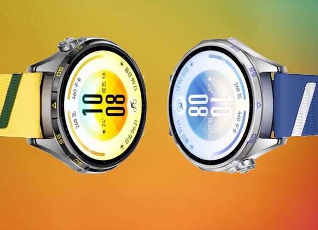 Seven variants of the Huawei Watch GT 7 and GT 7 Pro smartwatches displayed side by side in a studio setting.